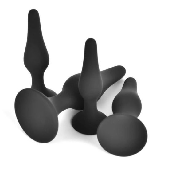 VscNovelty 4 db-os szilikon anál dildó szett (fekete)