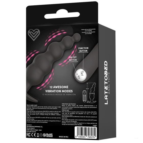 LateToBed Finn Plus análvibrátor, vezetékes távirányítóval